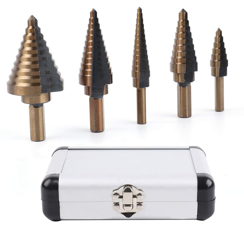 Yesland 5pcs Hss Cobalt, Multiple Hole 50 Sizes High Speed Metal Step Drill Bit Set with Aluminum Case - Image 4